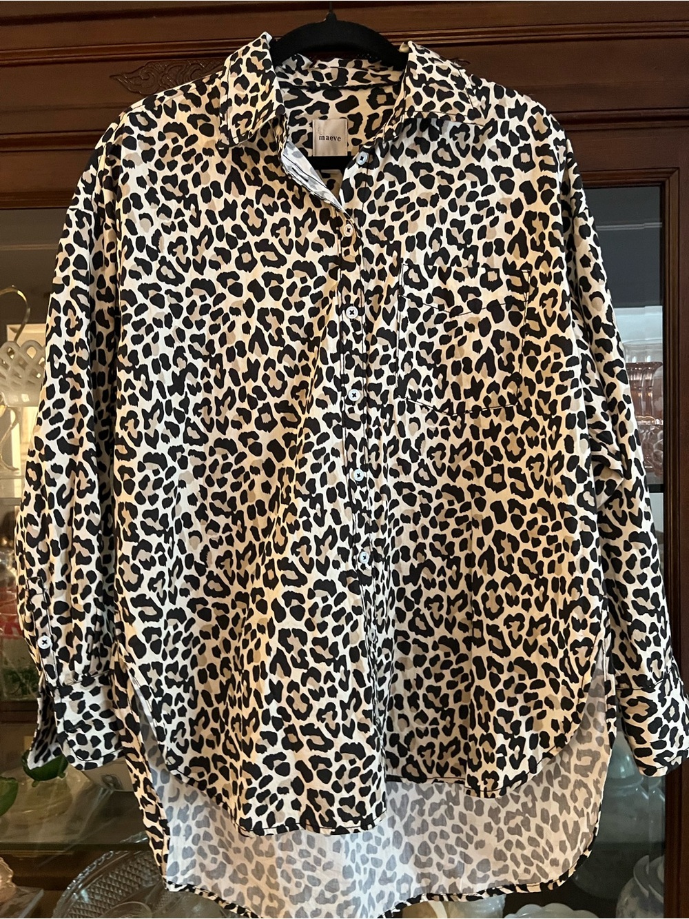Maeve by Anthropologie Bennet buttondown shirt leopard print size S - Picture 3 of 6